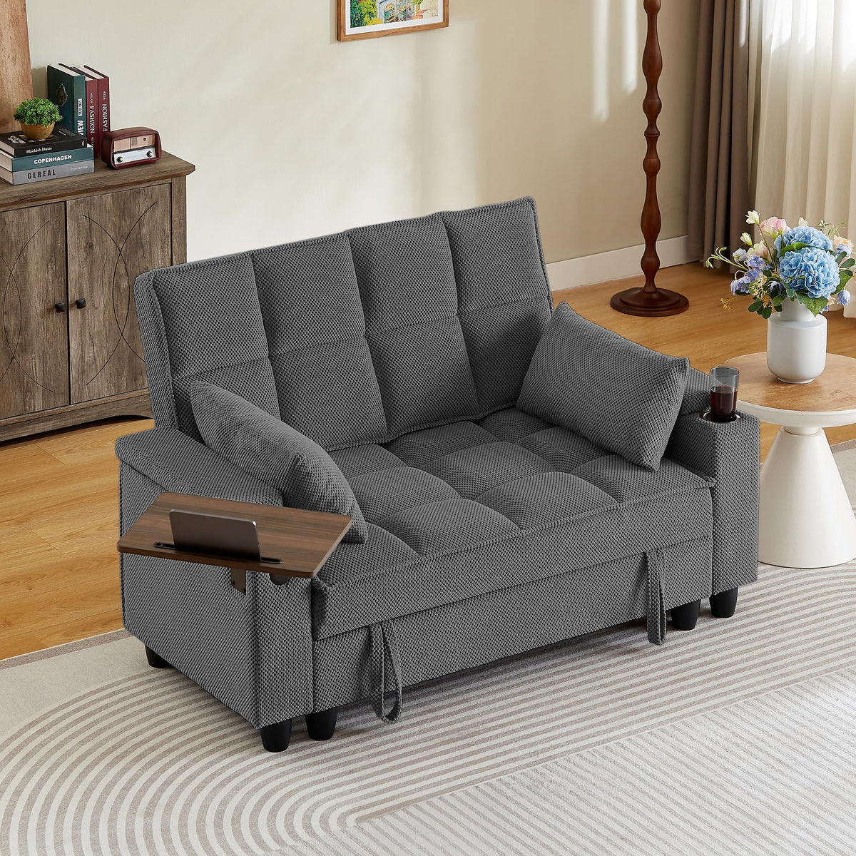 Storage Loveseat with Swivel Tray