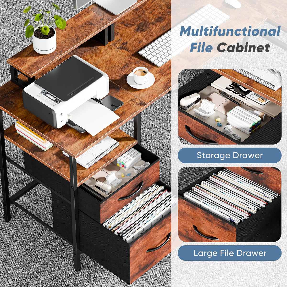 Reversible L-Shaped Desk with Power Outlets