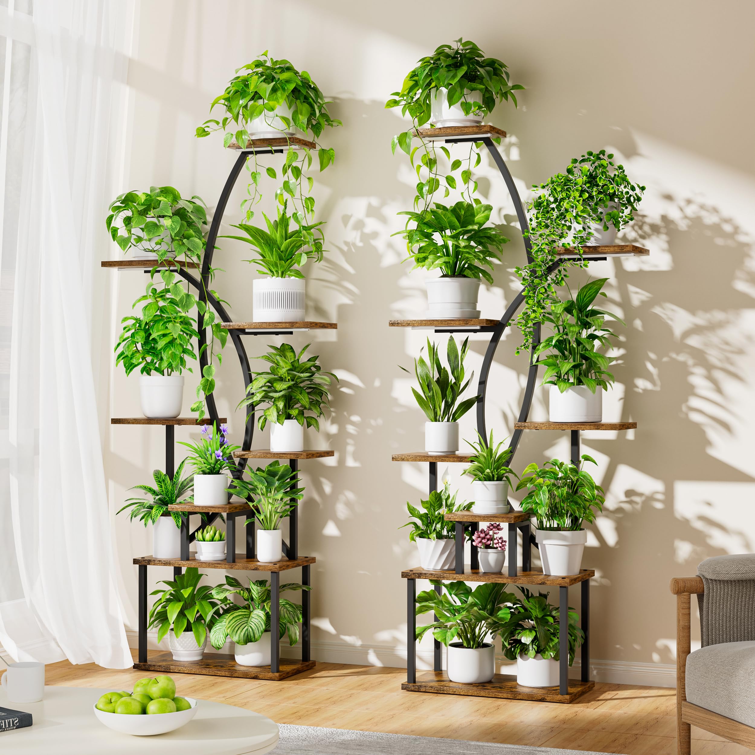 8-Tier Indoor Plant Stand with Grow Lights, 2-Pack