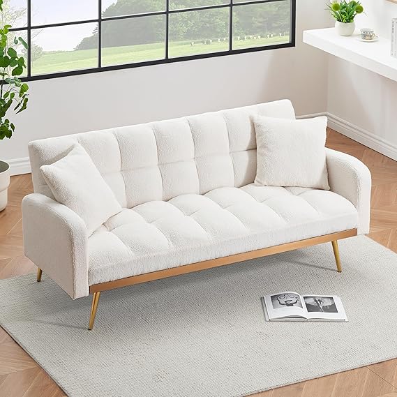 Convertible Futon Sofa Bed with Adjustable Backrest