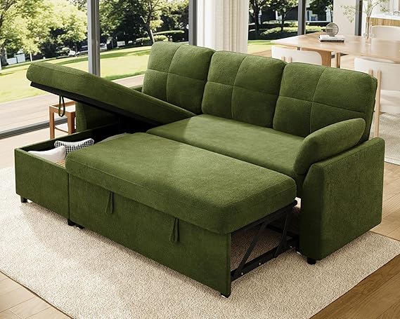 L-Shaped Sleeper Sofa with Storage Chaise