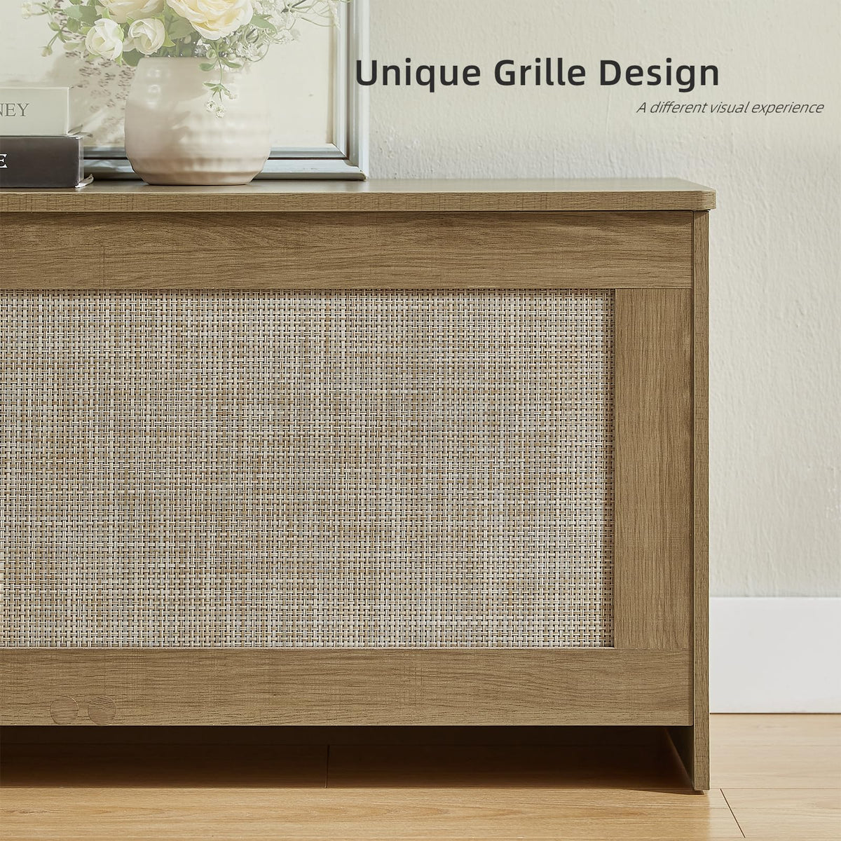 ZenFang 55.1" Storage Chest Extra Large,Rattan Storage Bench(Cherry Brown)
