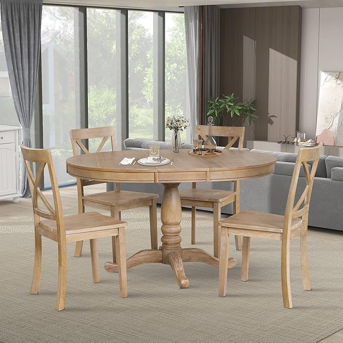 5-Piece Round Dining Table Set for 4