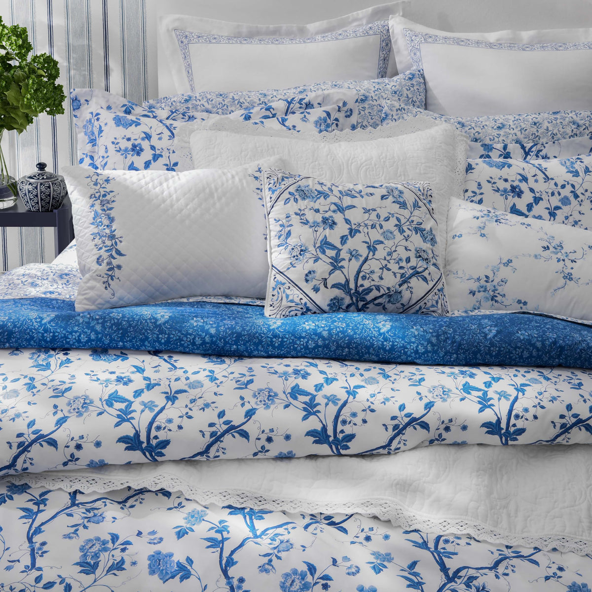 Blue Cotton Queen Comforter Set