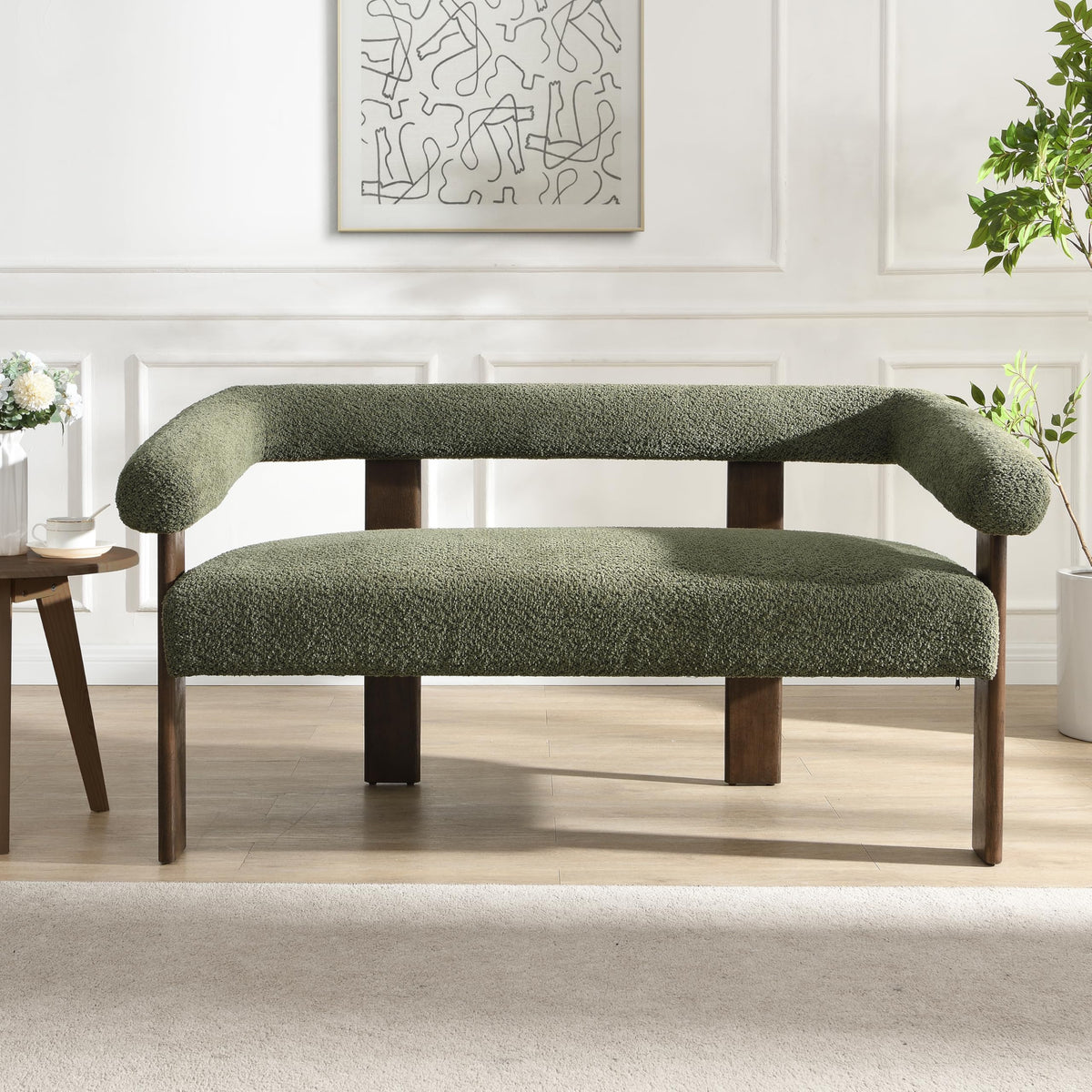 Modern Boucle Loveseat