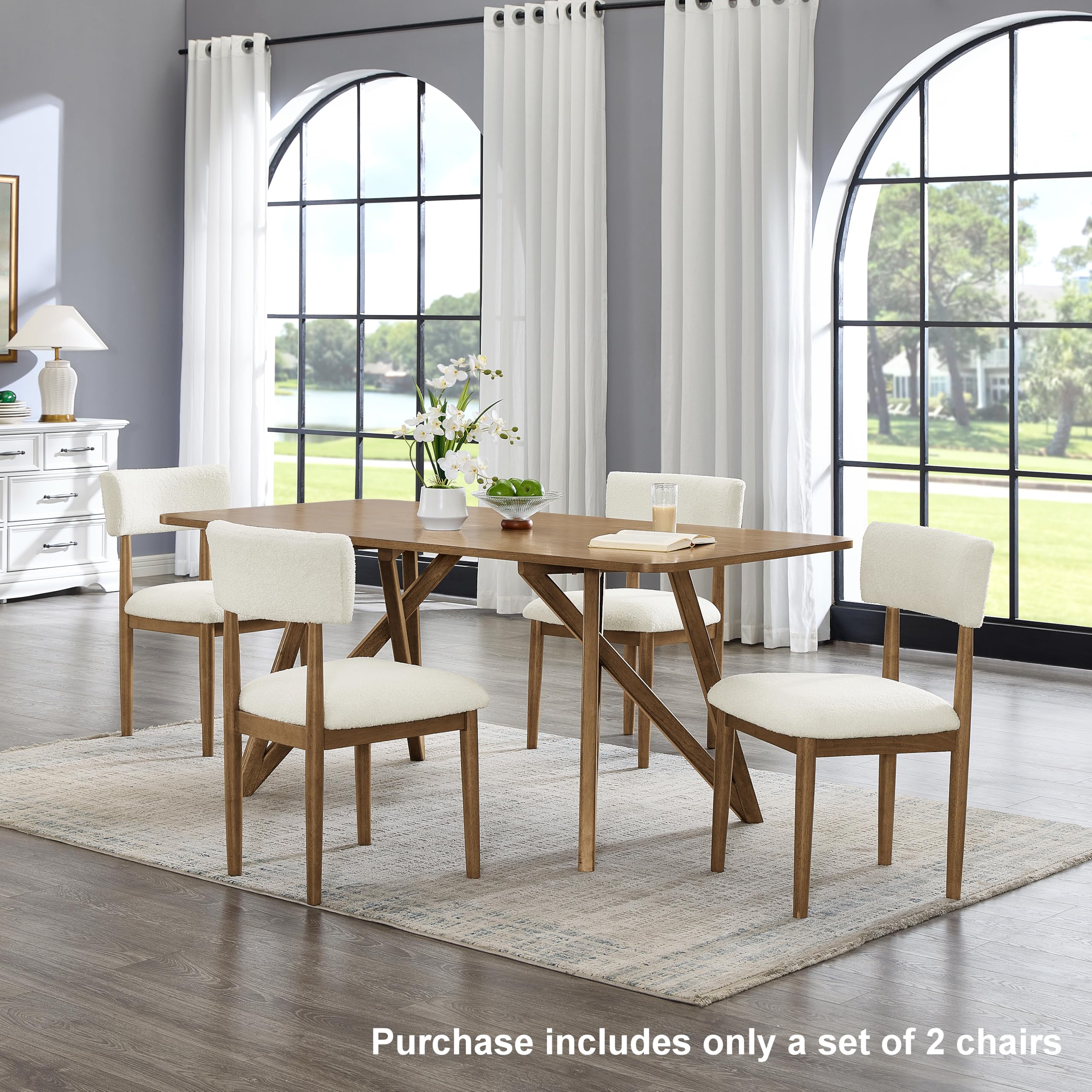 Boucle Upholstered Dining Chairs, Set of 2