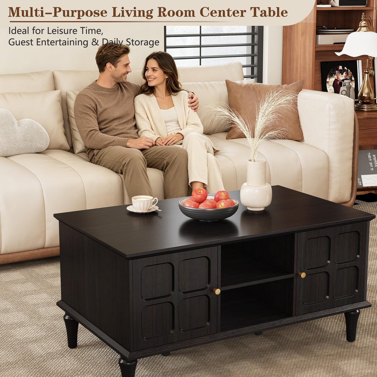 Black Mid-Century Storage Coffee Table
