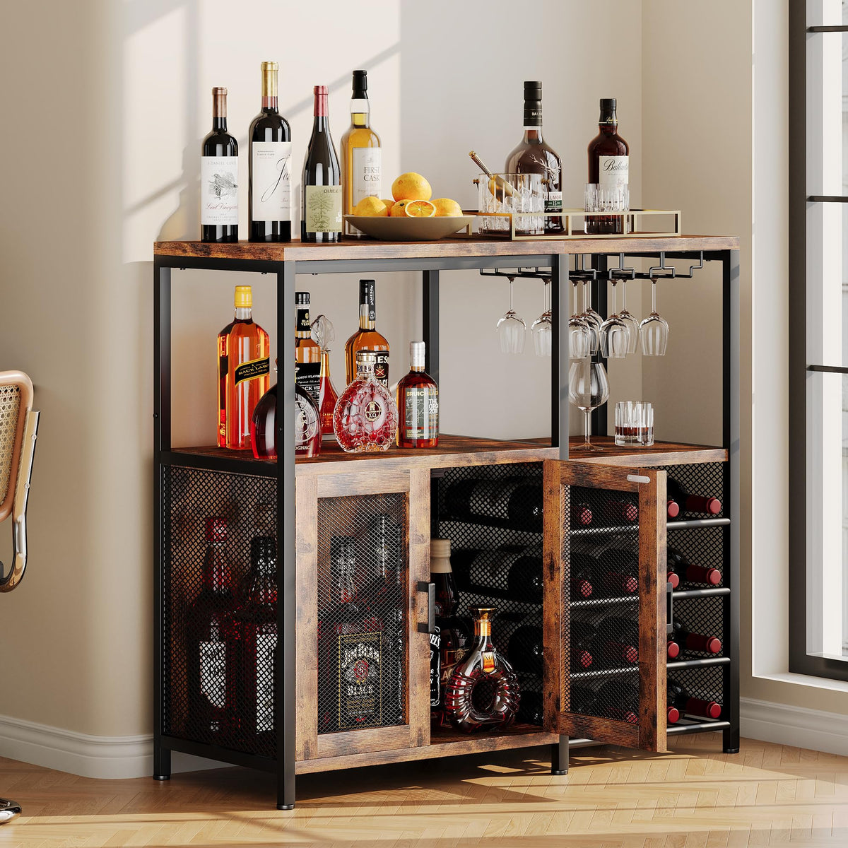 Industrial Wine Bar Cabinet