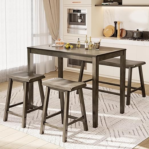 Counter Height Farmhouse Dining Table Set for 4
