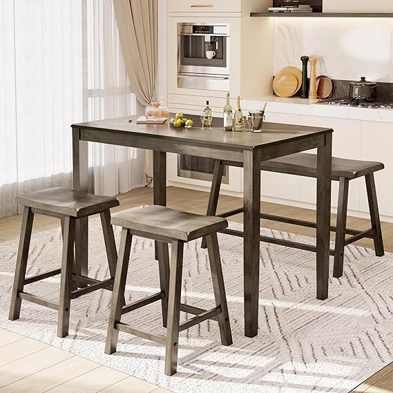 Counter Height Dining Table Set for 4 with Bench