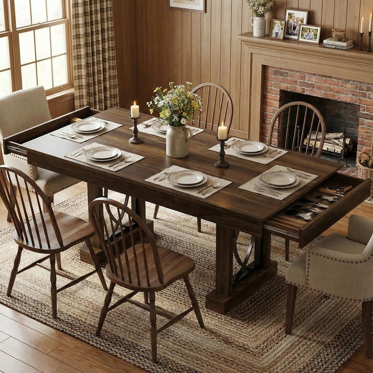 Dining Table with 2 Drawers