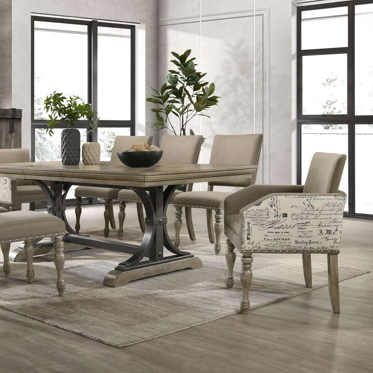 Roundhill Furniture Birmingham Dining Set, One Size, Driftwood Finish