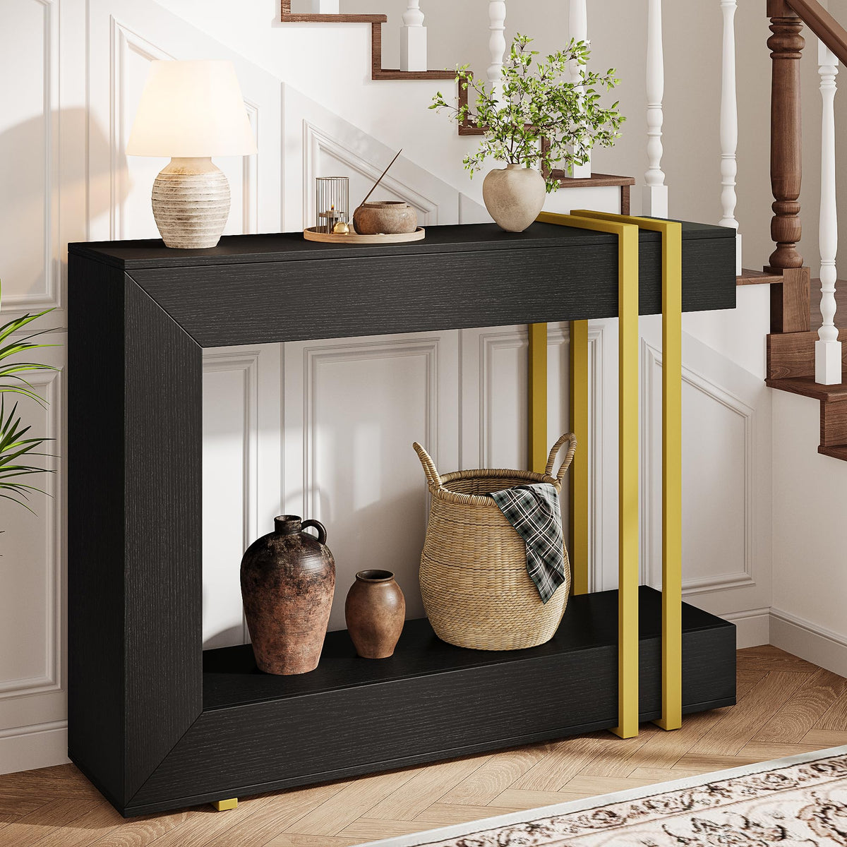 Black Two-Tier Console Table