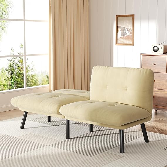 Convertible Futon Sofa Bed with Adjustable Backrest
