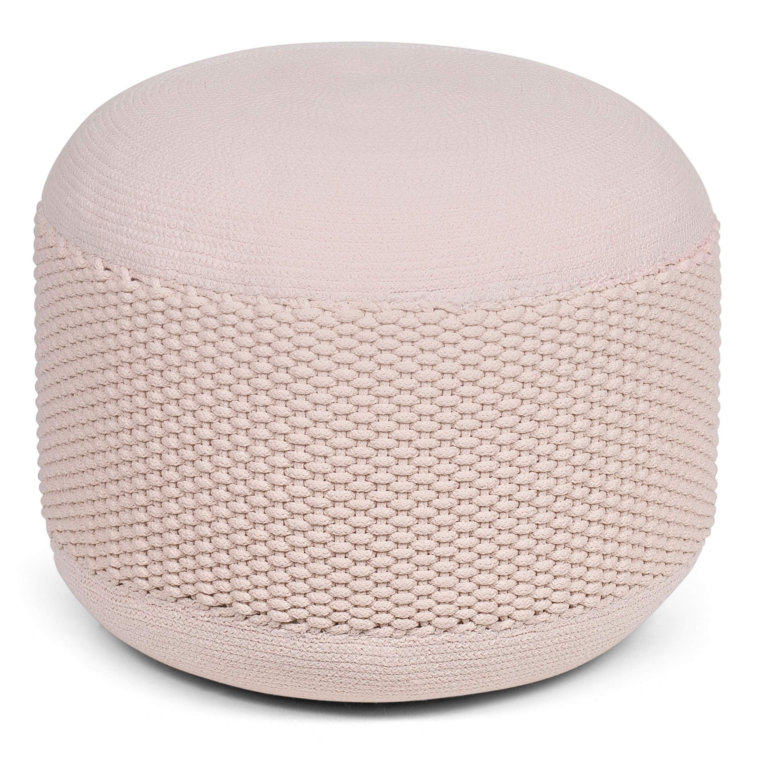 BIRDROCK HOME Outdoor Pouf Ottoman | Hand Woven Waterproof Foot Stool with Bead Bag Filling | Boho Foot Rest for Patio, Living Room, Porch & Outdoor Seating | Lightweight, Soft Stuffed Chair | Natural