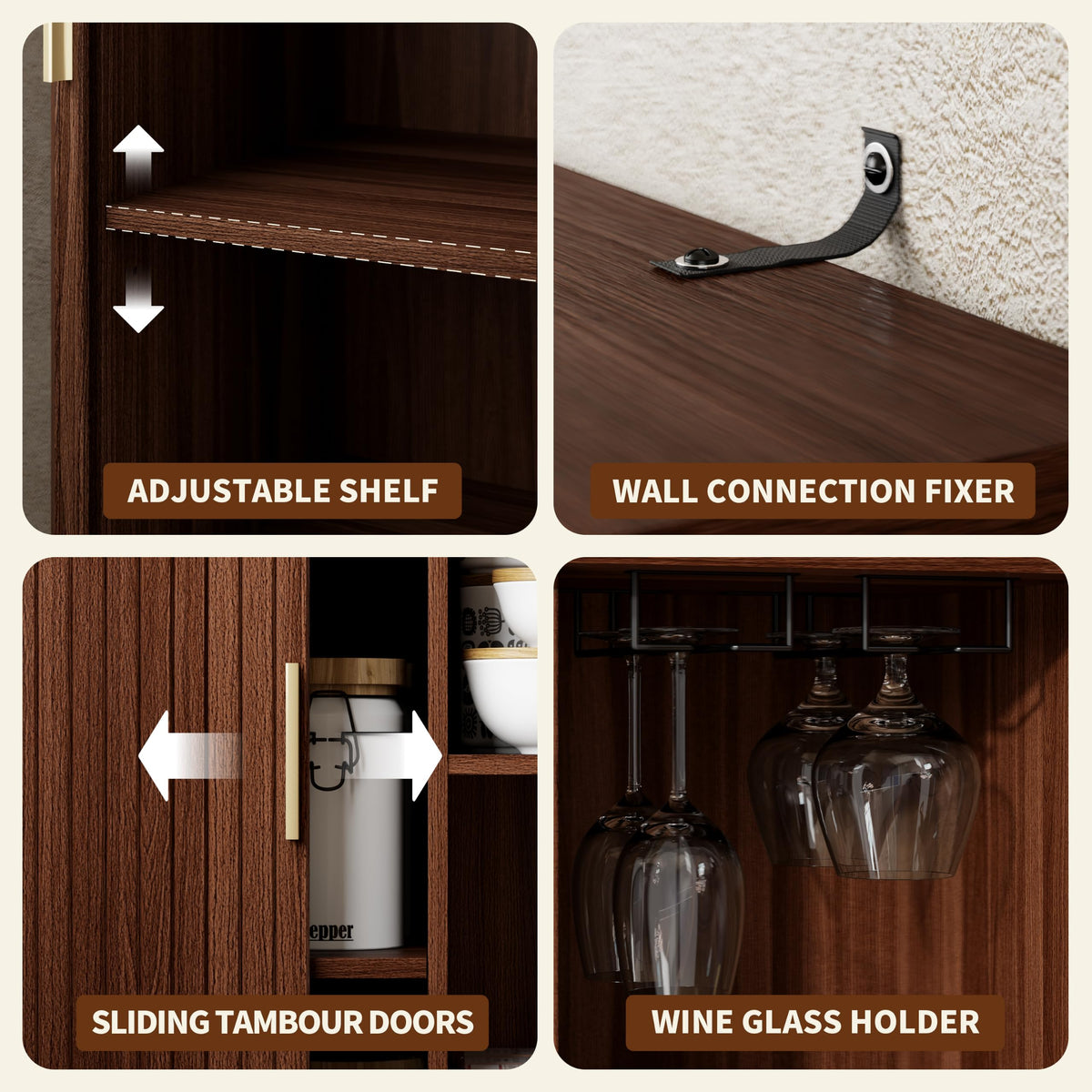Fluted LED Wine Bar Cabinet