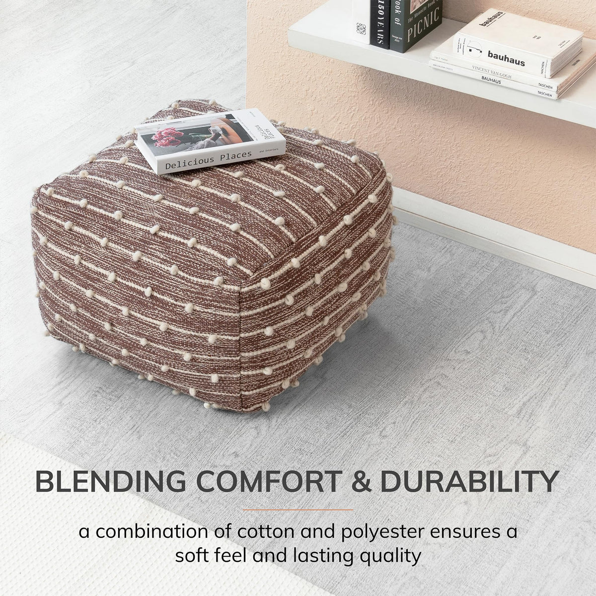 Anji Mountain 16" H x 22" W Handmade Pouf Ottoman for Living Room & Couch