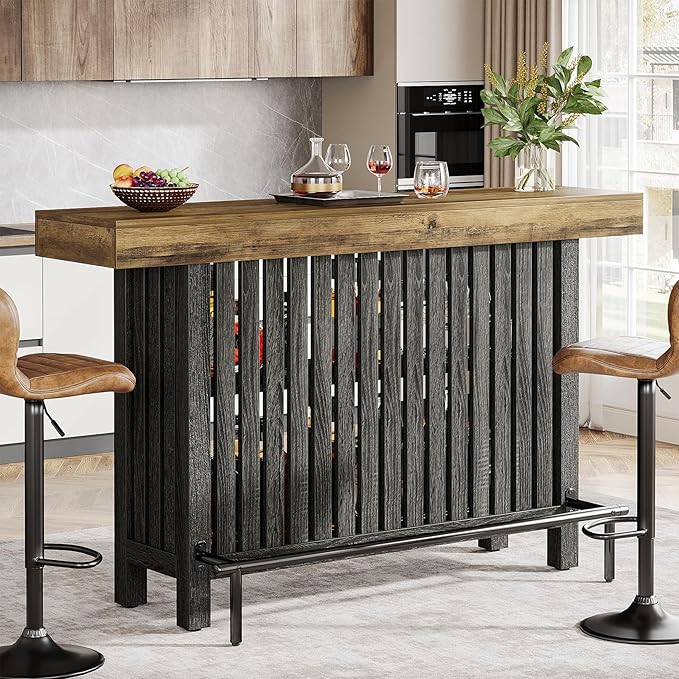 63" 2-Tier Home Bar Table with Footrest