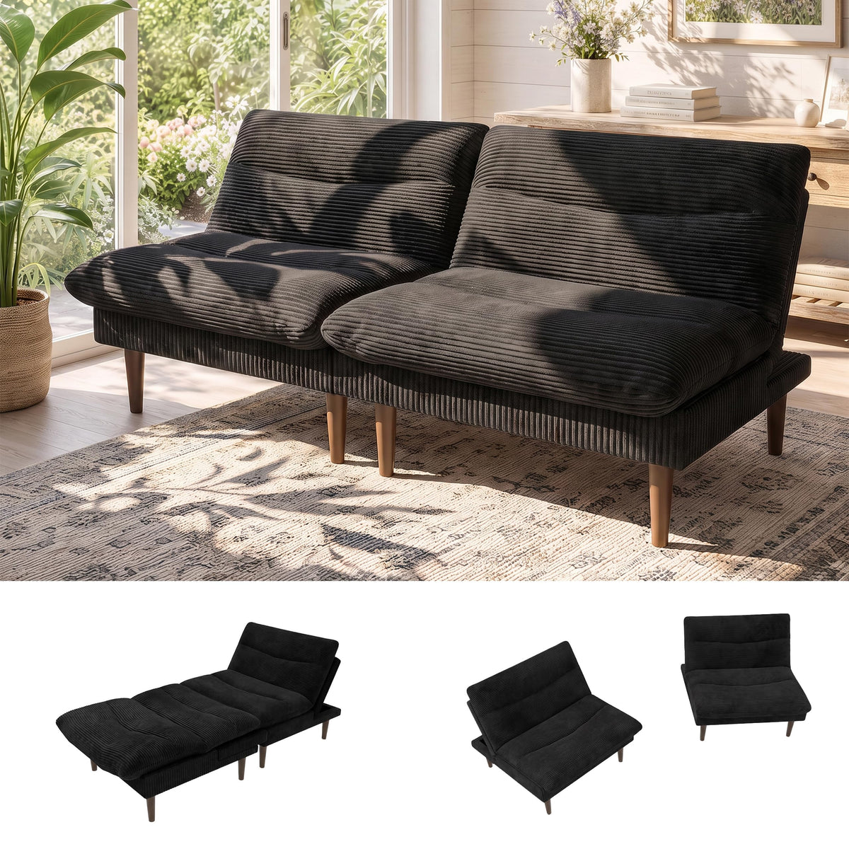Modular Corduroy Futon Sofa Bed