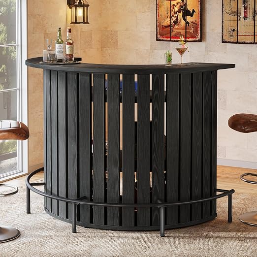 Arc-Shaped 4-Tier Bar Table with Footrest