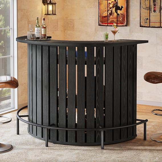 Arc-Shaped Bar Table with Storage