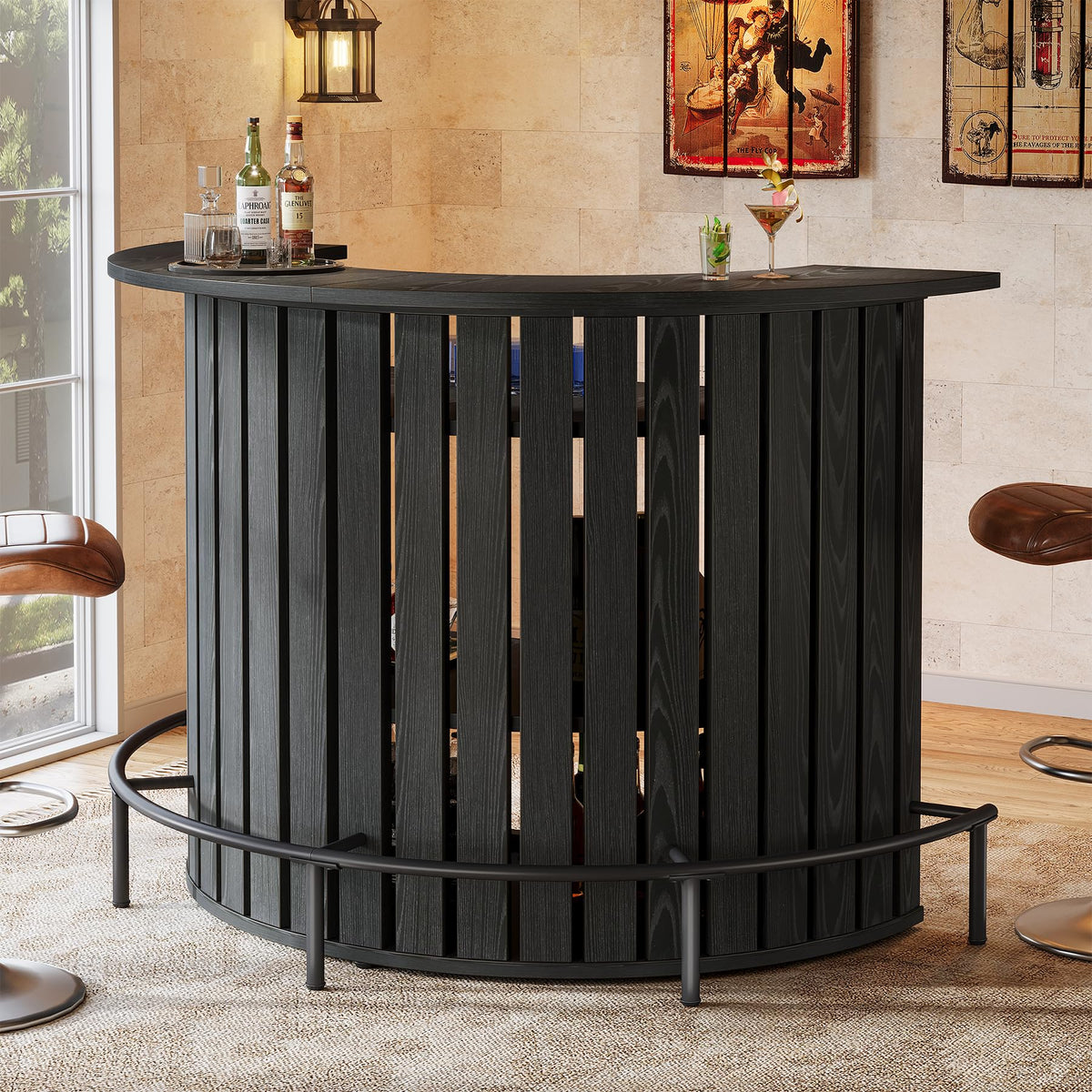 Black Curved Bar Table