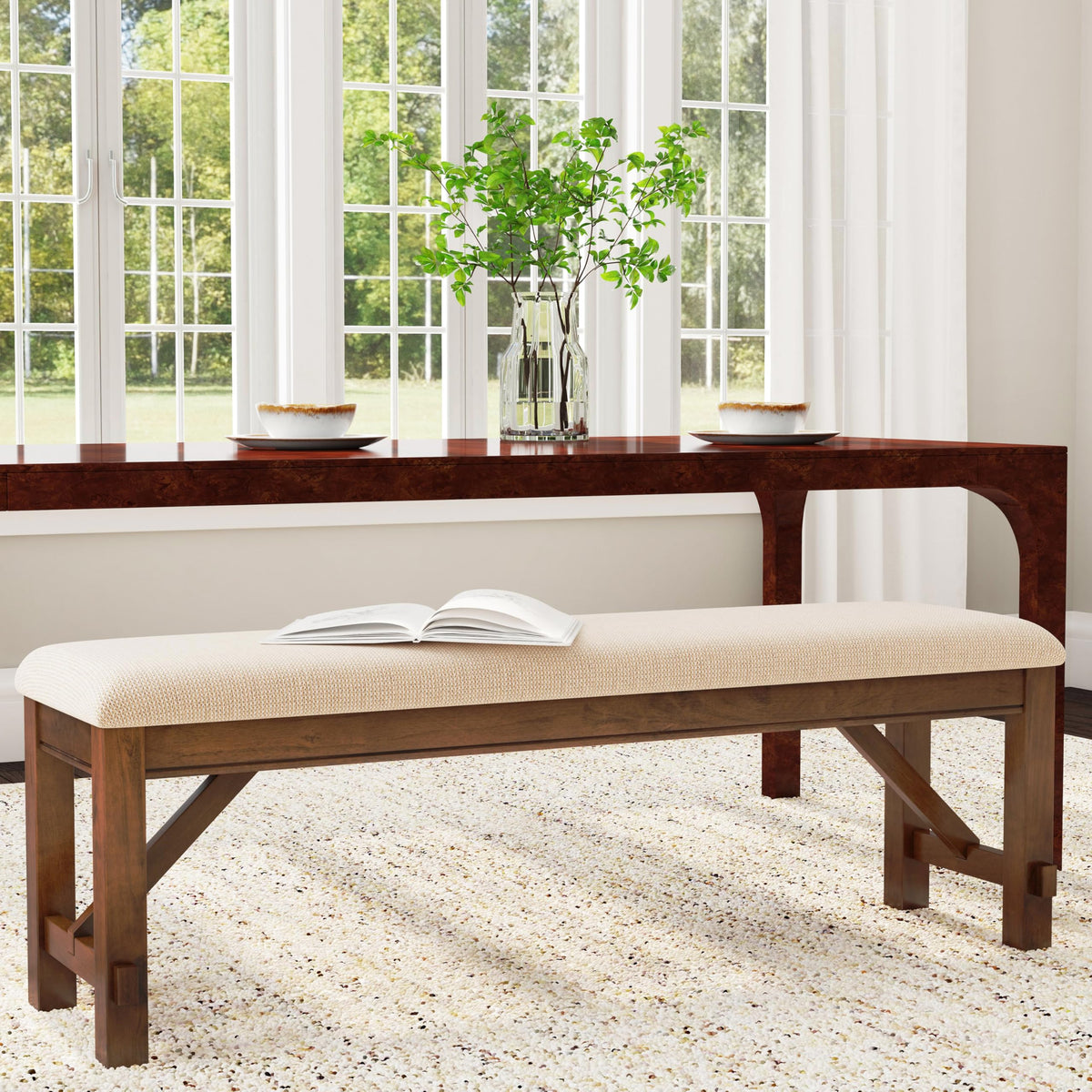 Upholstered Acacia Dining Bench