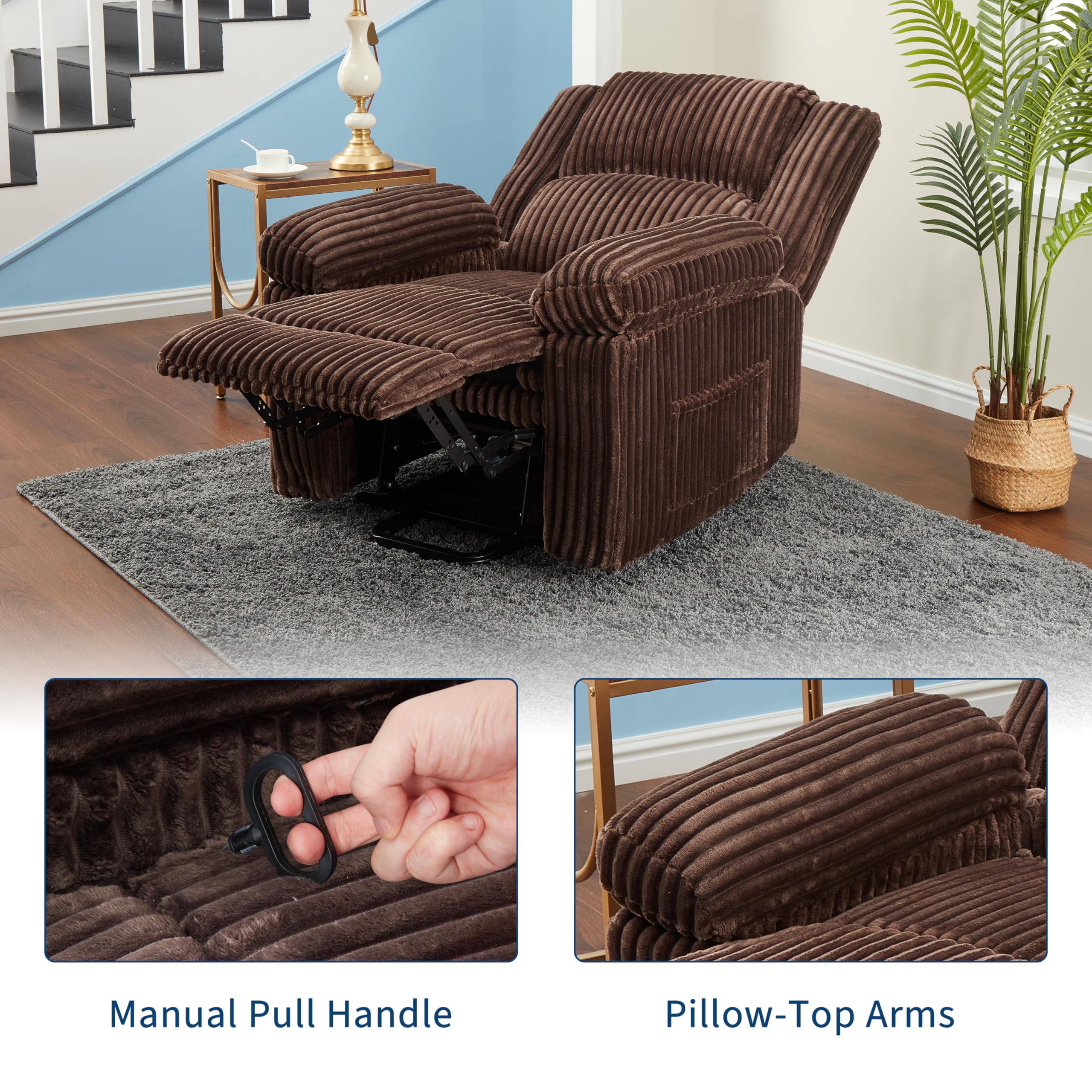 Corduroy Manual Recliner Chair