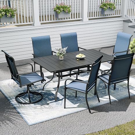 7-Piece Outdoor Patio Dining Set with Umbrella Hole