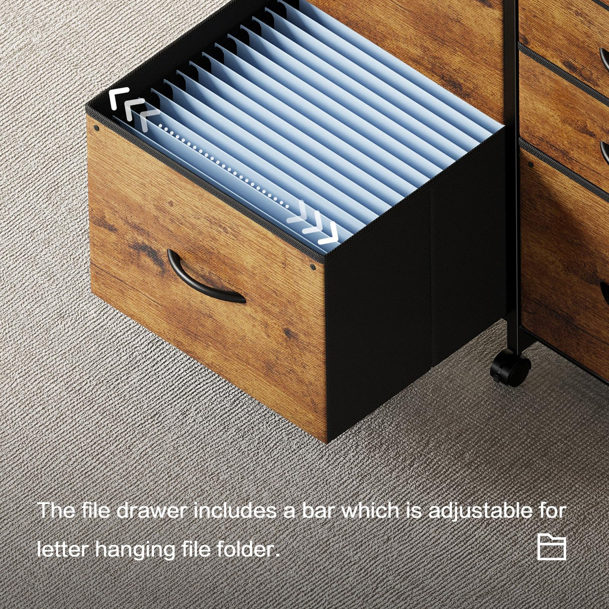 5-Drawer Rolling File Cabinet