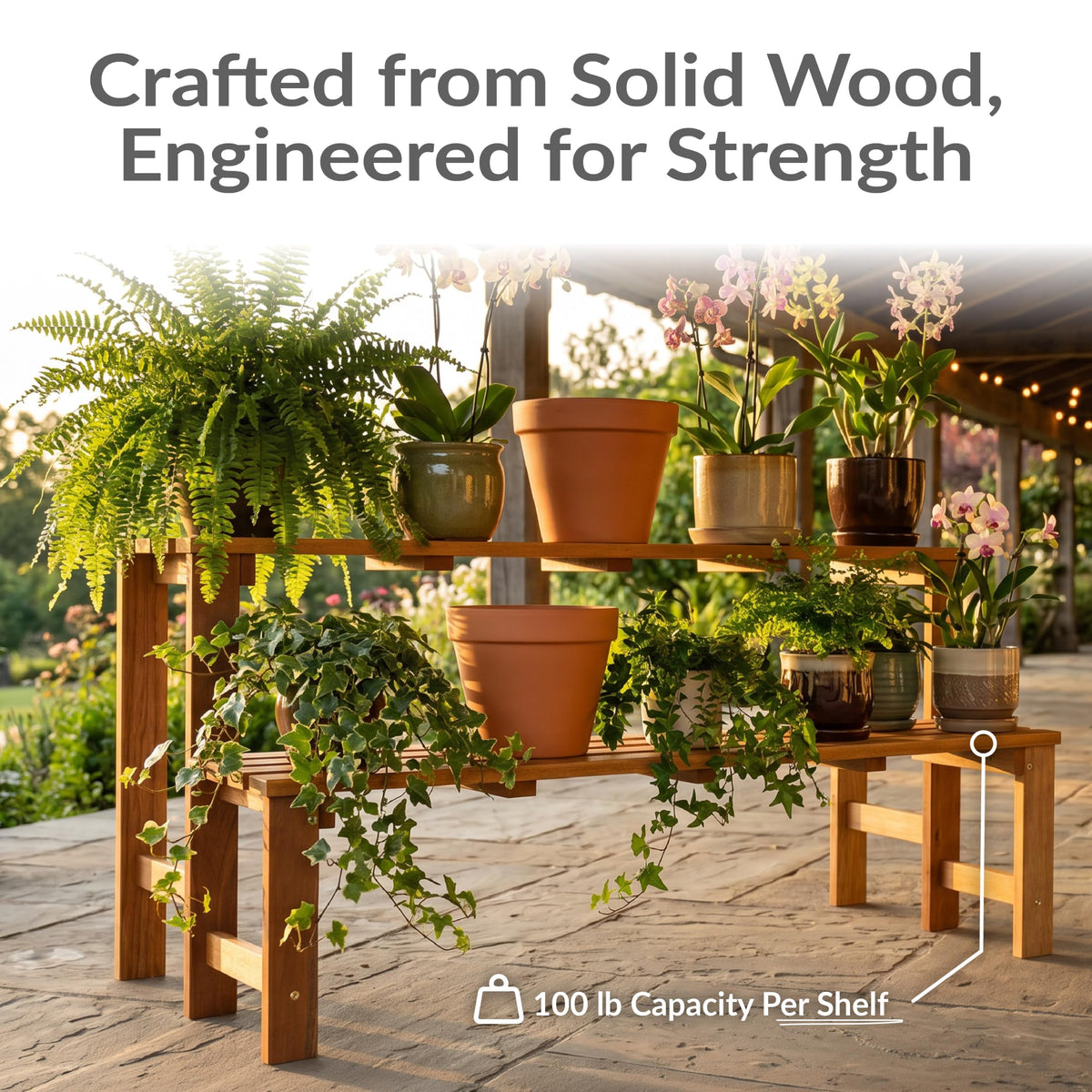 2-Tier Meranti Wood Plant Stand