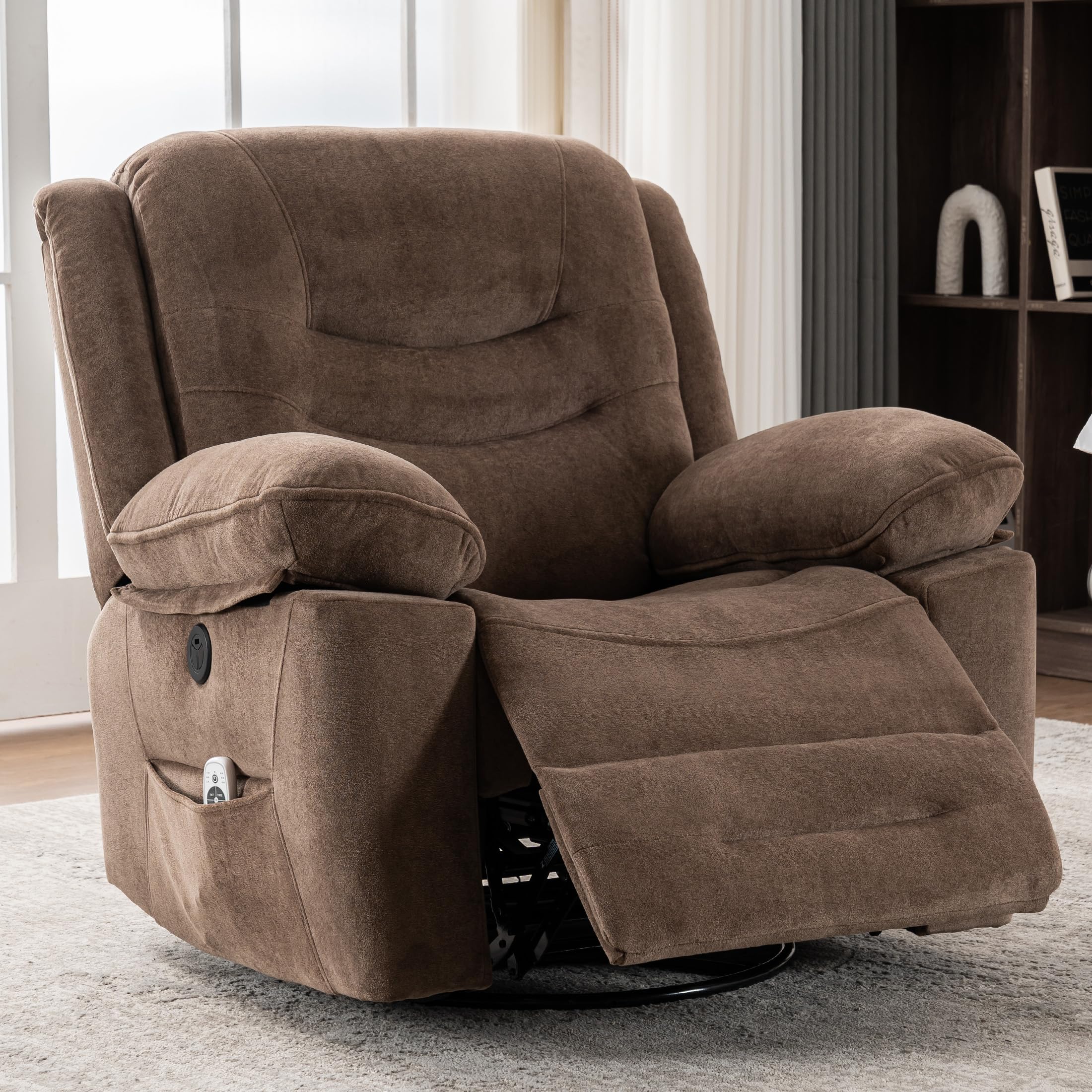 Power Swivel Rocker Recliner with Massage & Heat