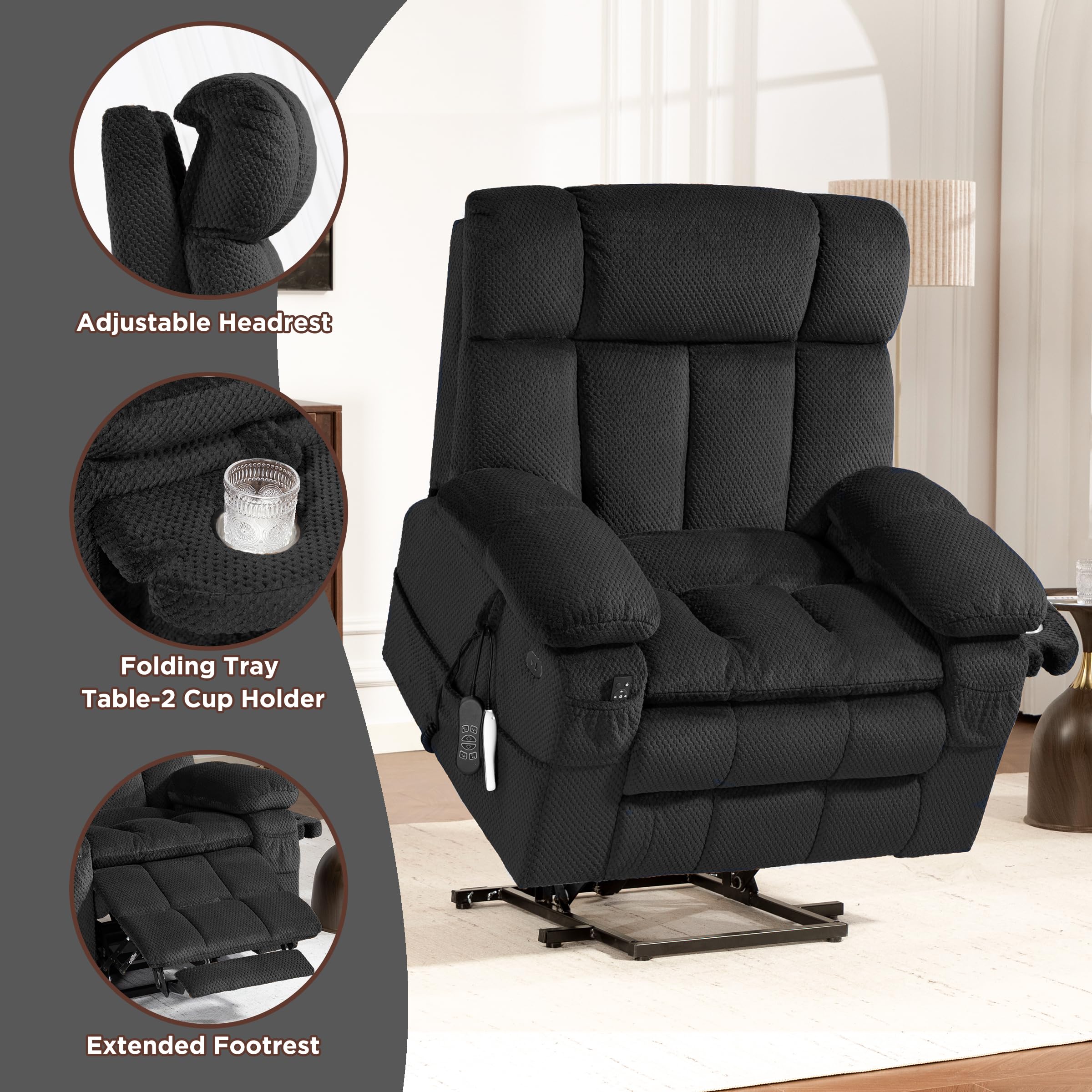 Power Lift Recliner Chair with Massage & Dual Motor