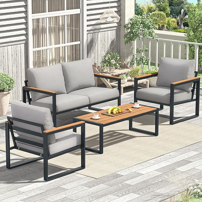 4-Piece Patio Conversation Set with Coffee Table