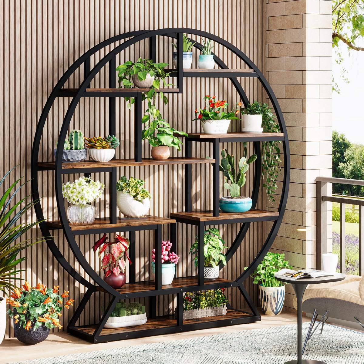 63-Inch Round Etagere Bookshelf