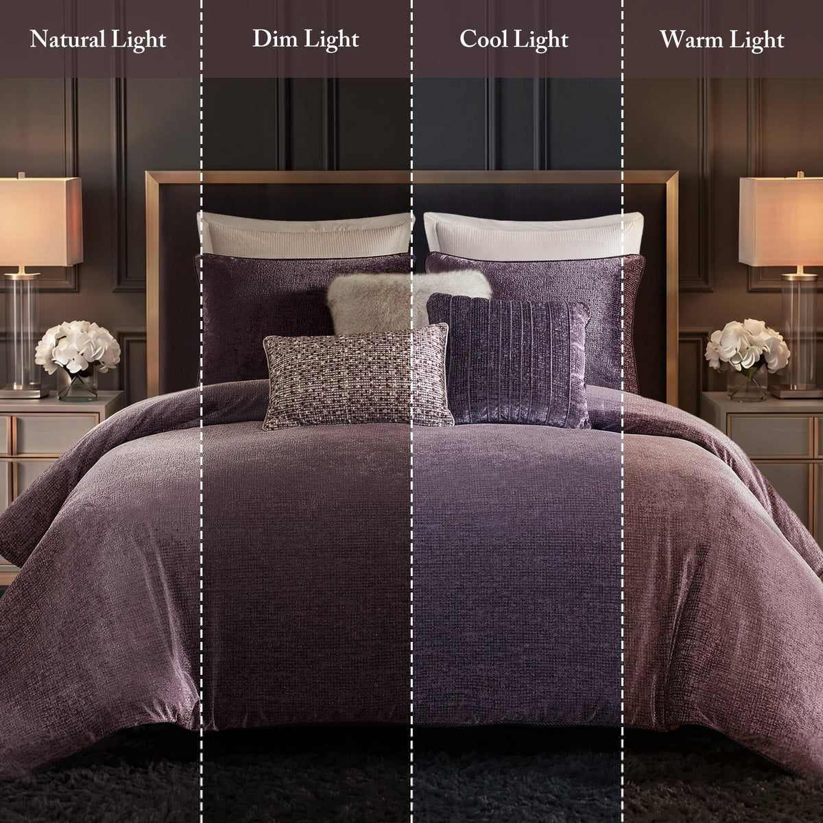 Mauve Velvet Jacquard King Comforter Set