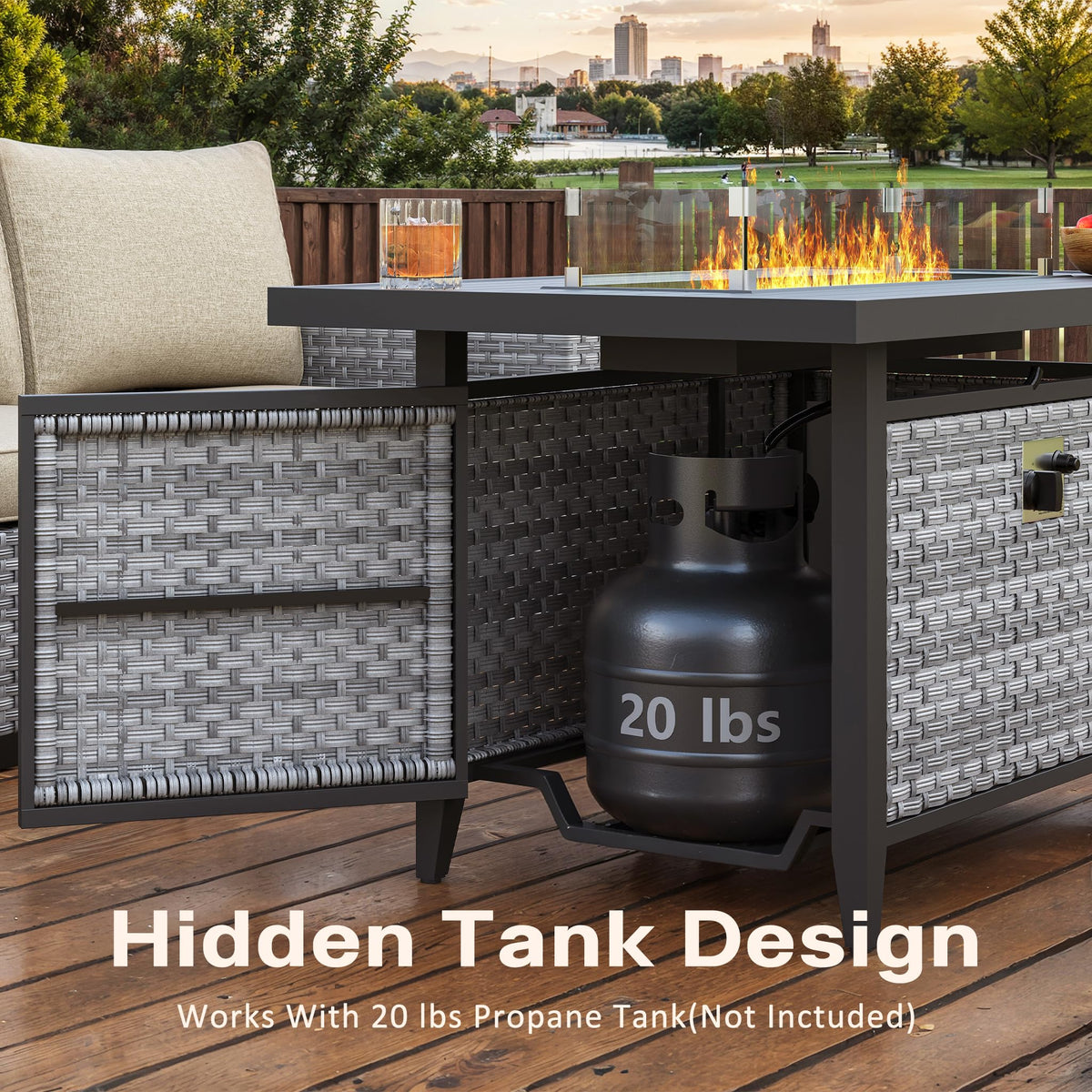 Rattan Propane Fire Pit Table