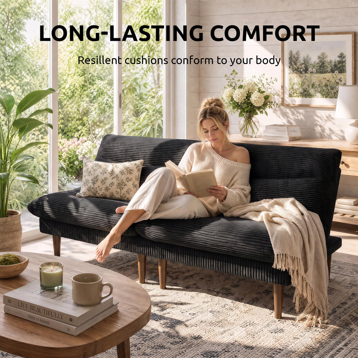 Modular Corduroy Futon Sofa Bed