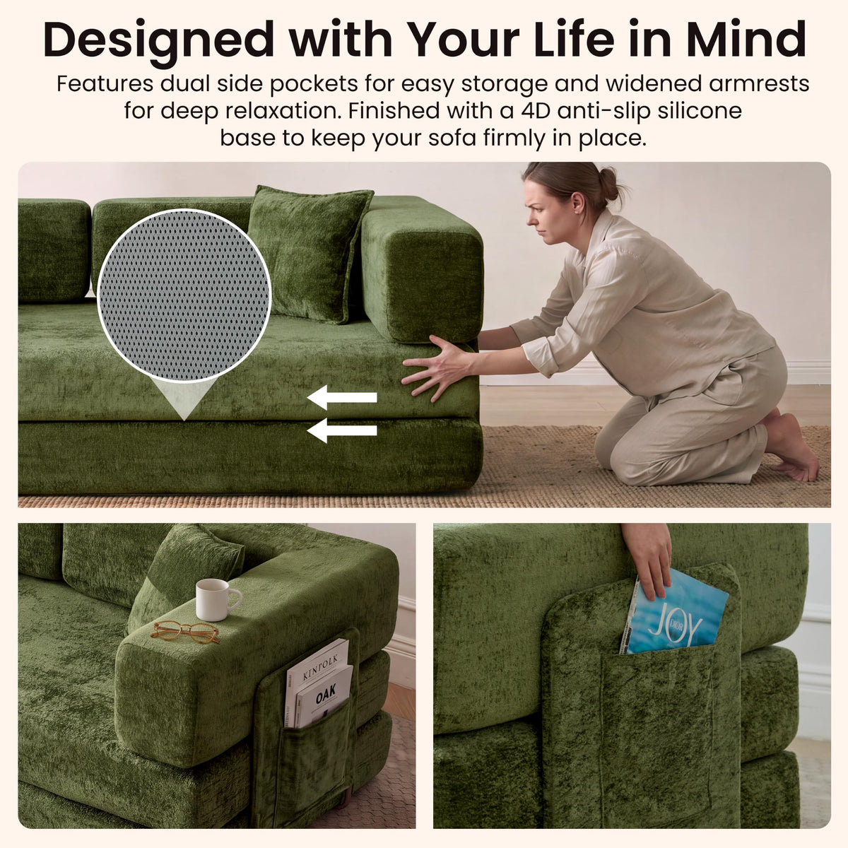 Modular Chenille Sofa Bed