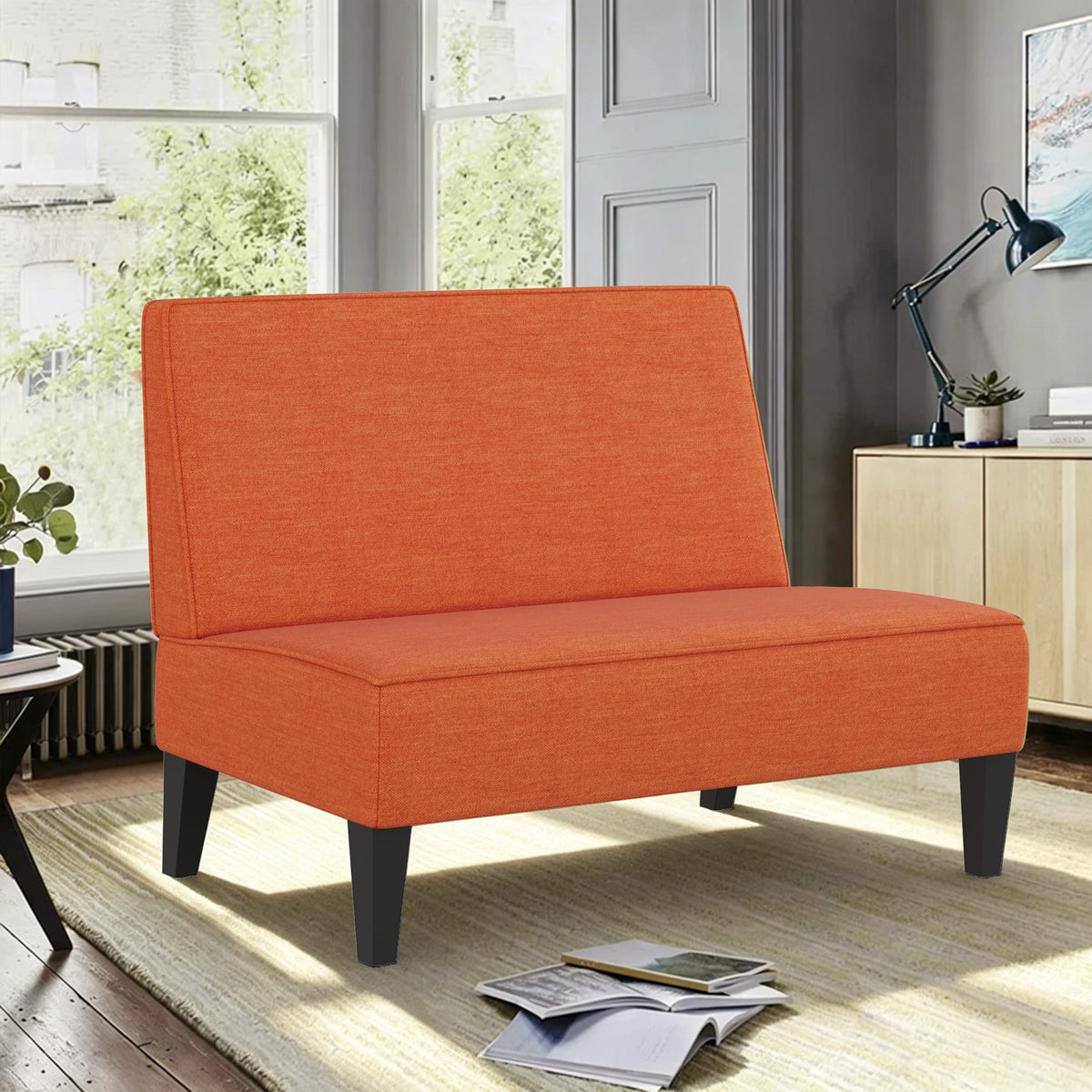 Armless Linen Loveseat