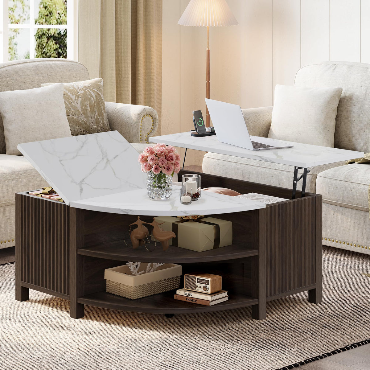 Fluted Lift-Top Coffee Table