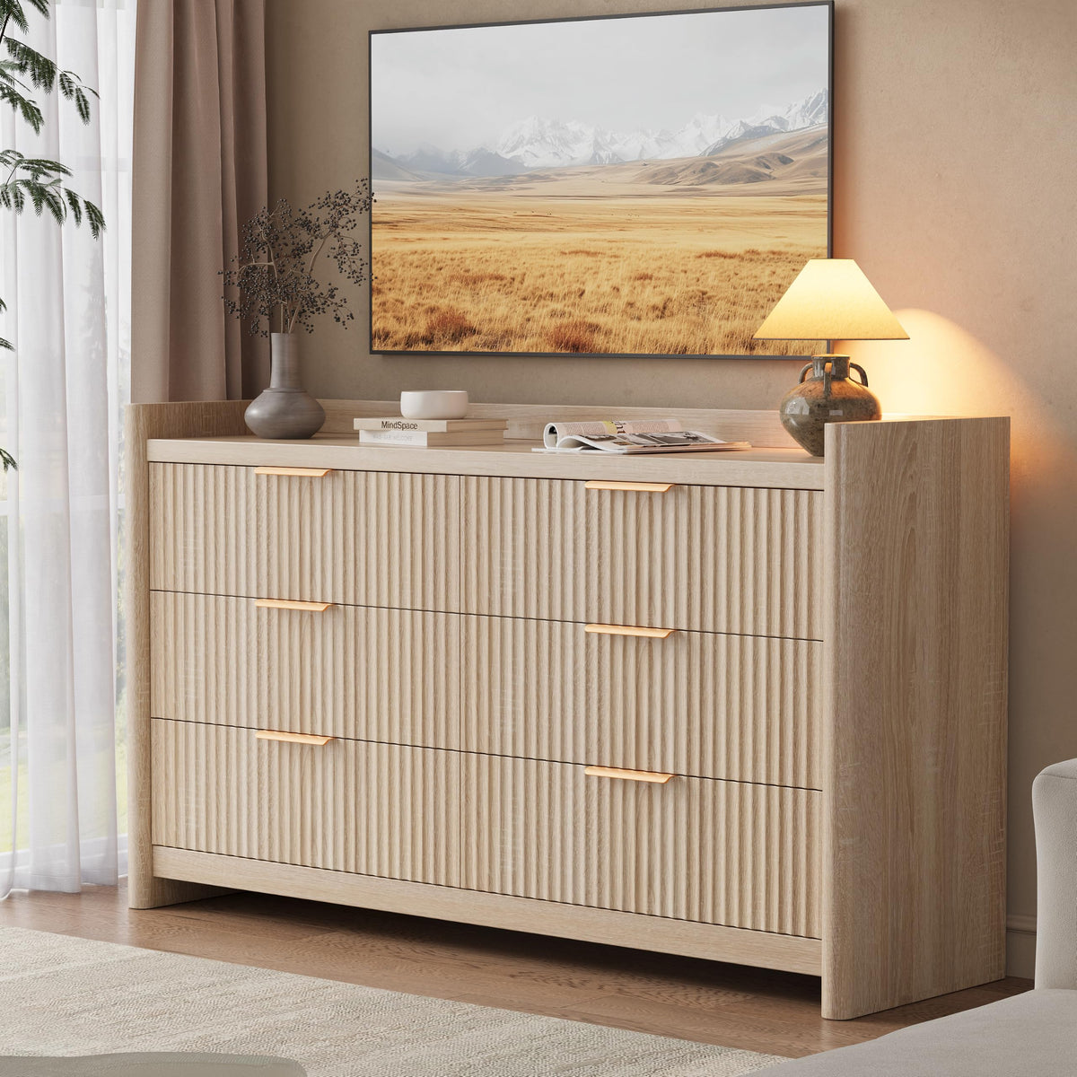 Fluted 6-Drawer Dresser