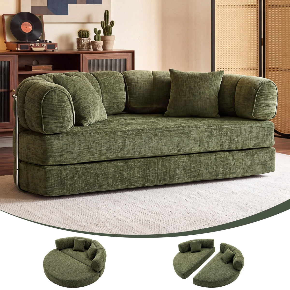 Chenille Convertible Sofa Bed