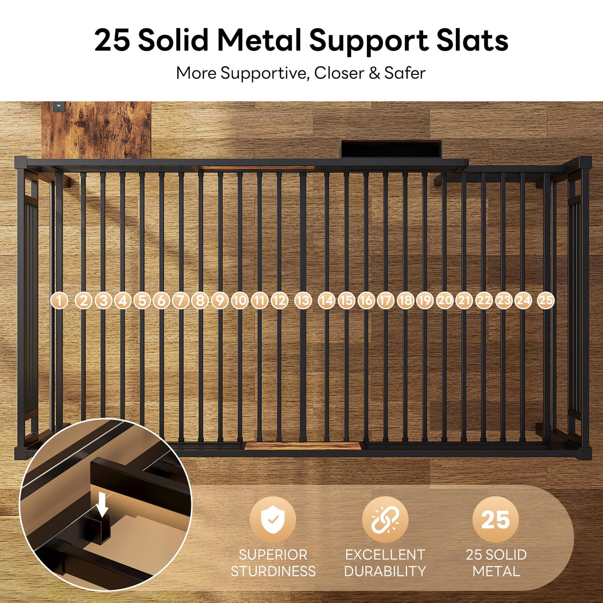 LIKIMIO Low Loft Bed Twin Size with Desk & 25 Heavy-Duty Steel Slats