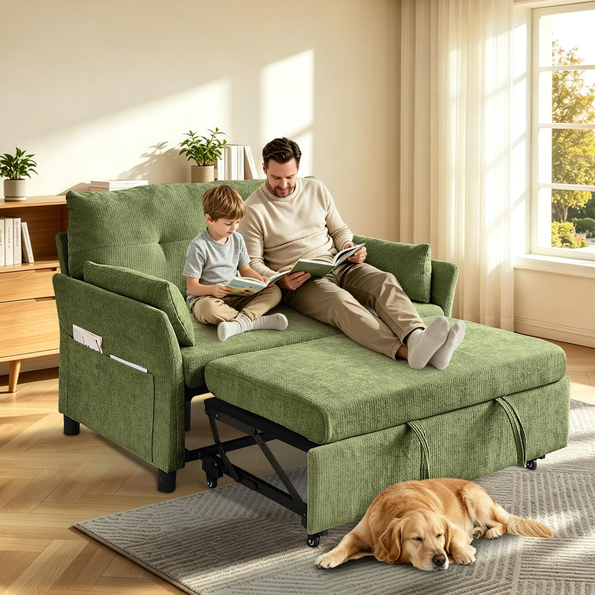 Green Convertible Loveseat Sofa Bed