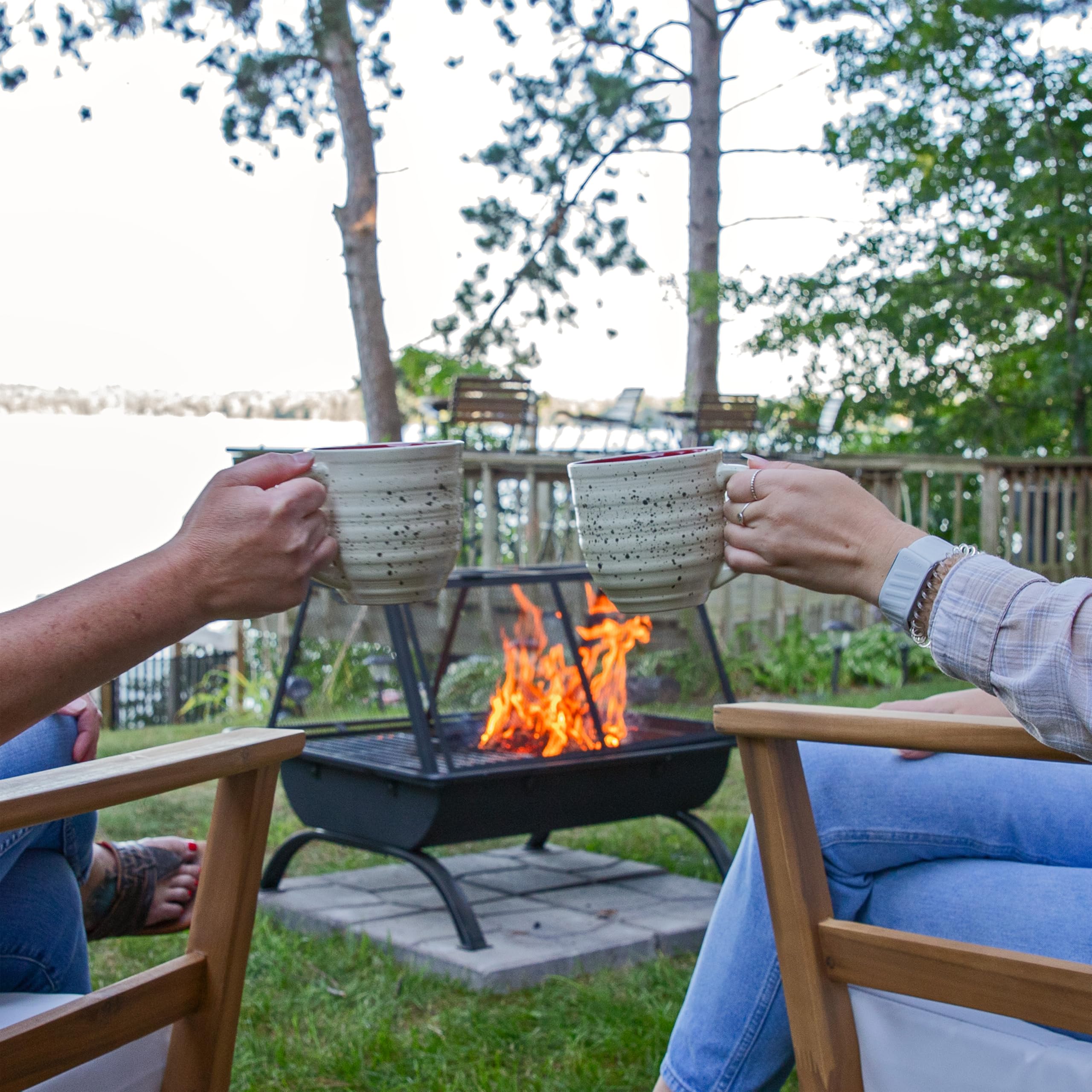36-Inch Rectangular Steel Fire Pit with Grill & Accessories