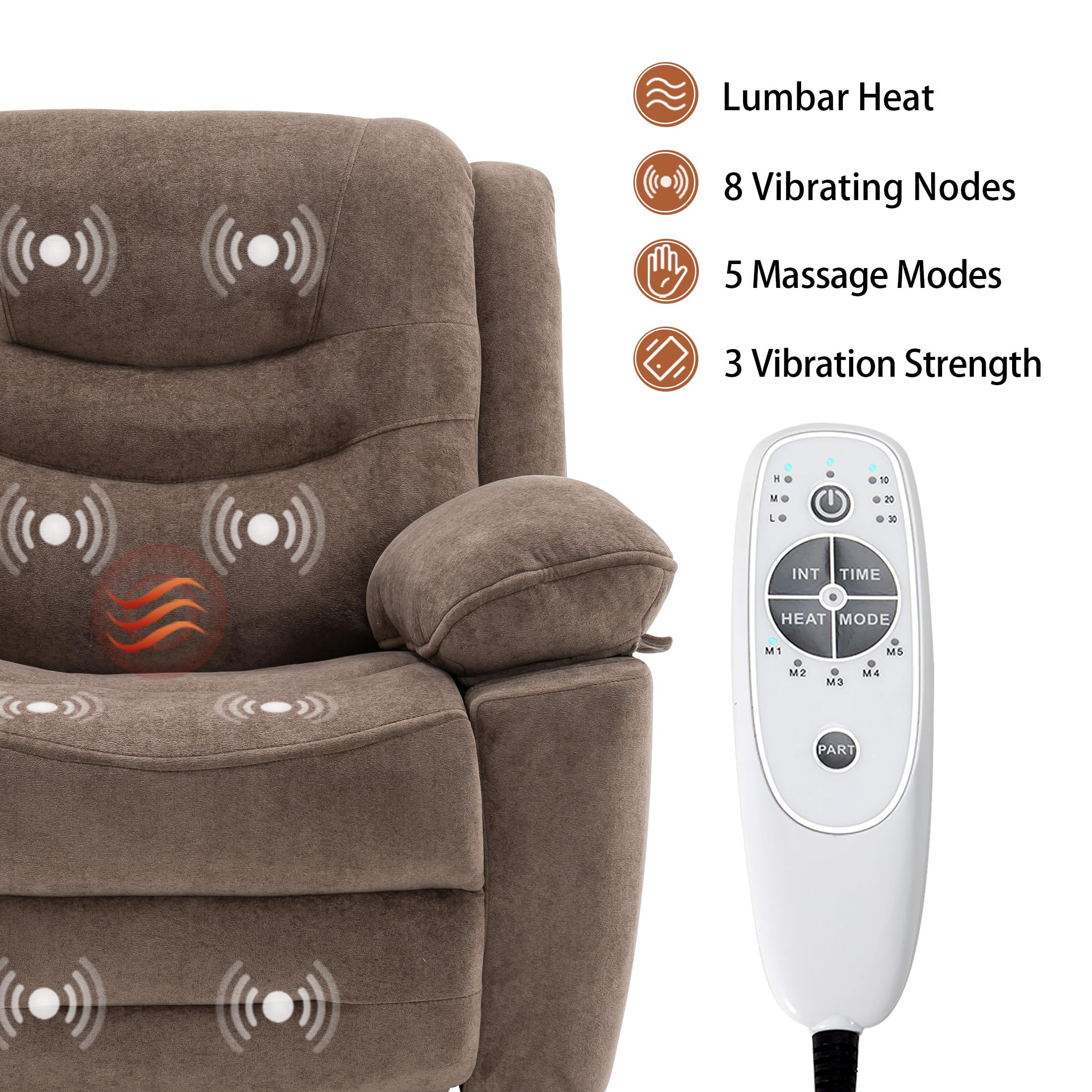 Power Swivel Rocker Recliner with Massage & Heat