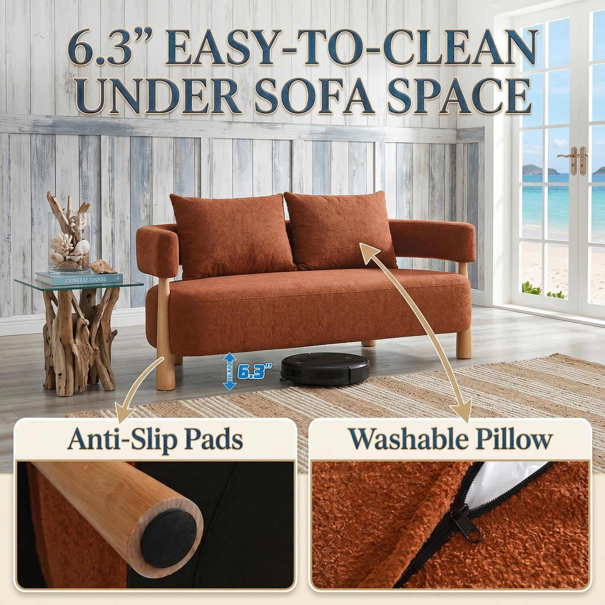 Curved Teddy Fleece Loveseat