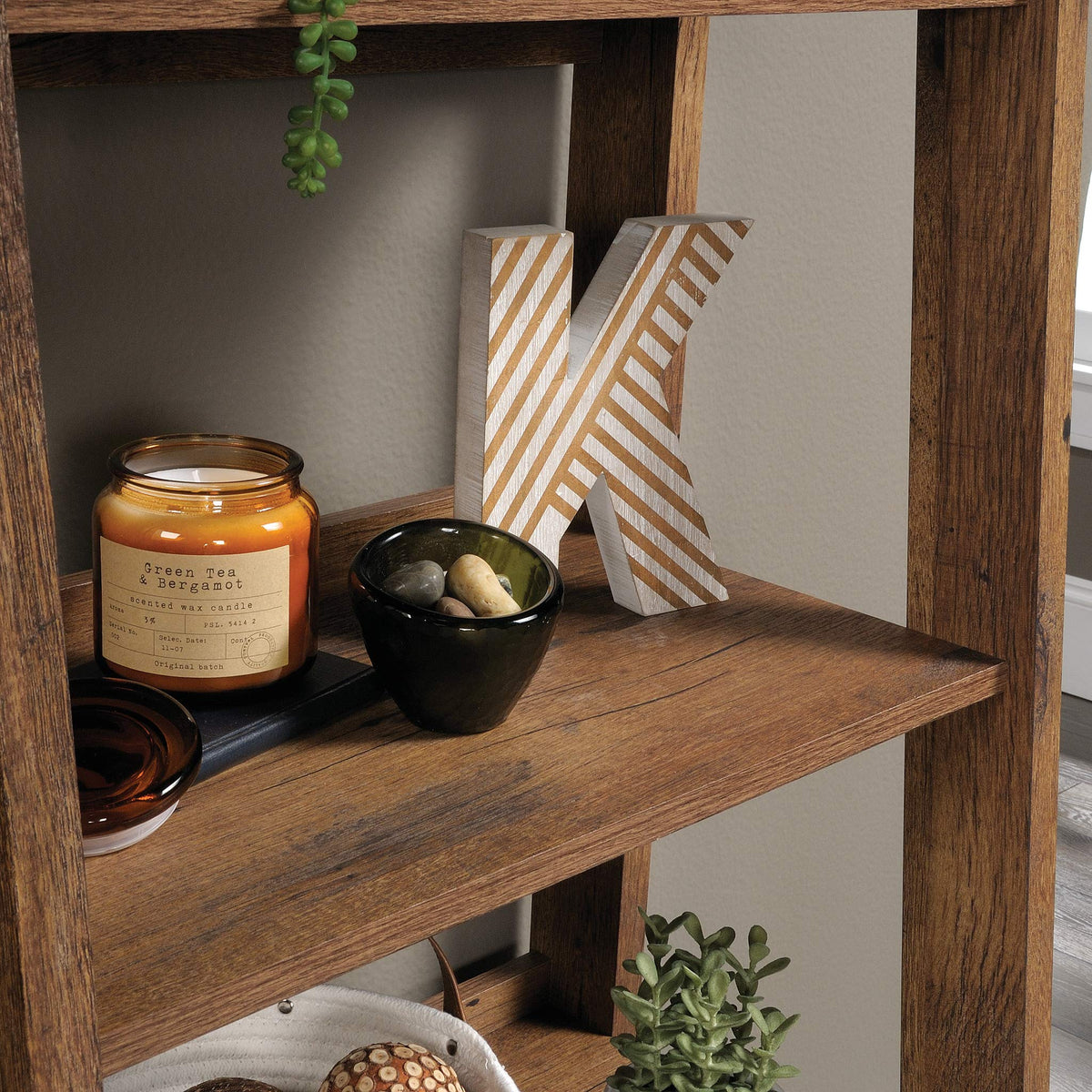 Sauder Trestle 5-Shelf Bookcase/ Book Shelf, Vintage Oak finish