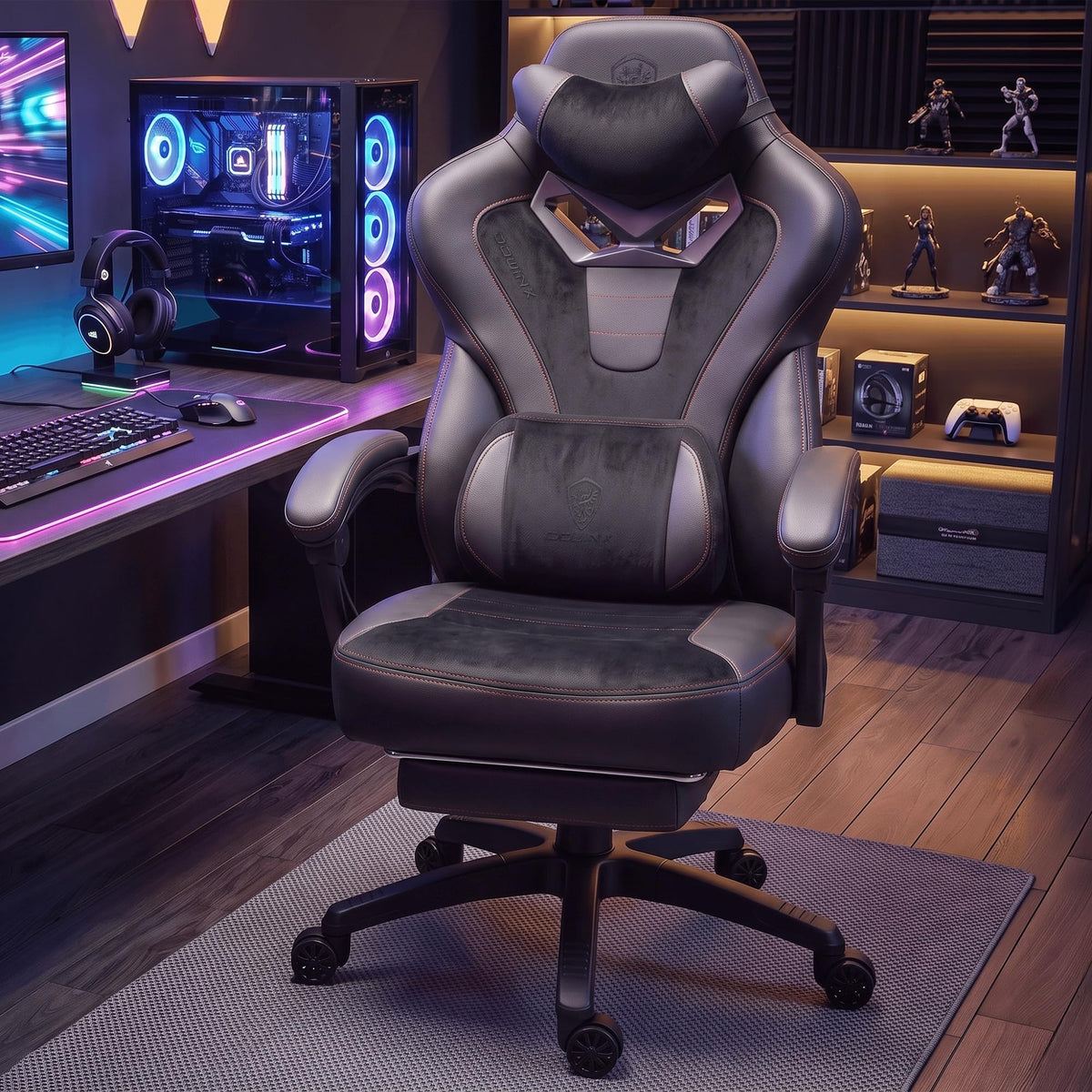 Dowinx Gaming Chair with Footrest Big and Tall Design with Extra Wide Seat